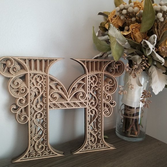 Letter A B C D E F G H I-Wood Multi-layer Monogram - Picture 8 of 16